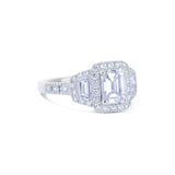 Platinum Triple Halo Ring With A 1.17 Carat Emerald Cut And Round Diamonds