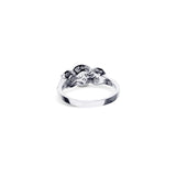 18K White Gold 0.50 Carat Three Stone Round Diamond Ring With Halo