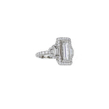 Platinum Rectangular Step Cut Diamond Engagement Ring