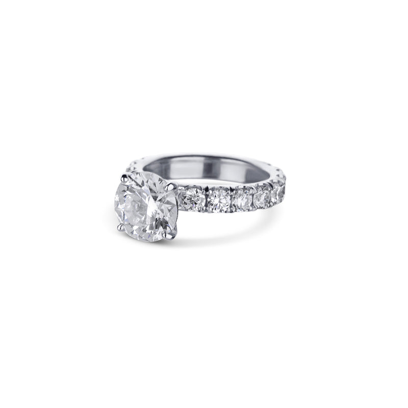 Custom Platinum Round Diamond Engagement Ring