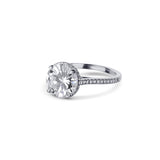 18K White Gold Solitaire Engagement Ring With A 1.01 Carat Round Diamond Center Stone