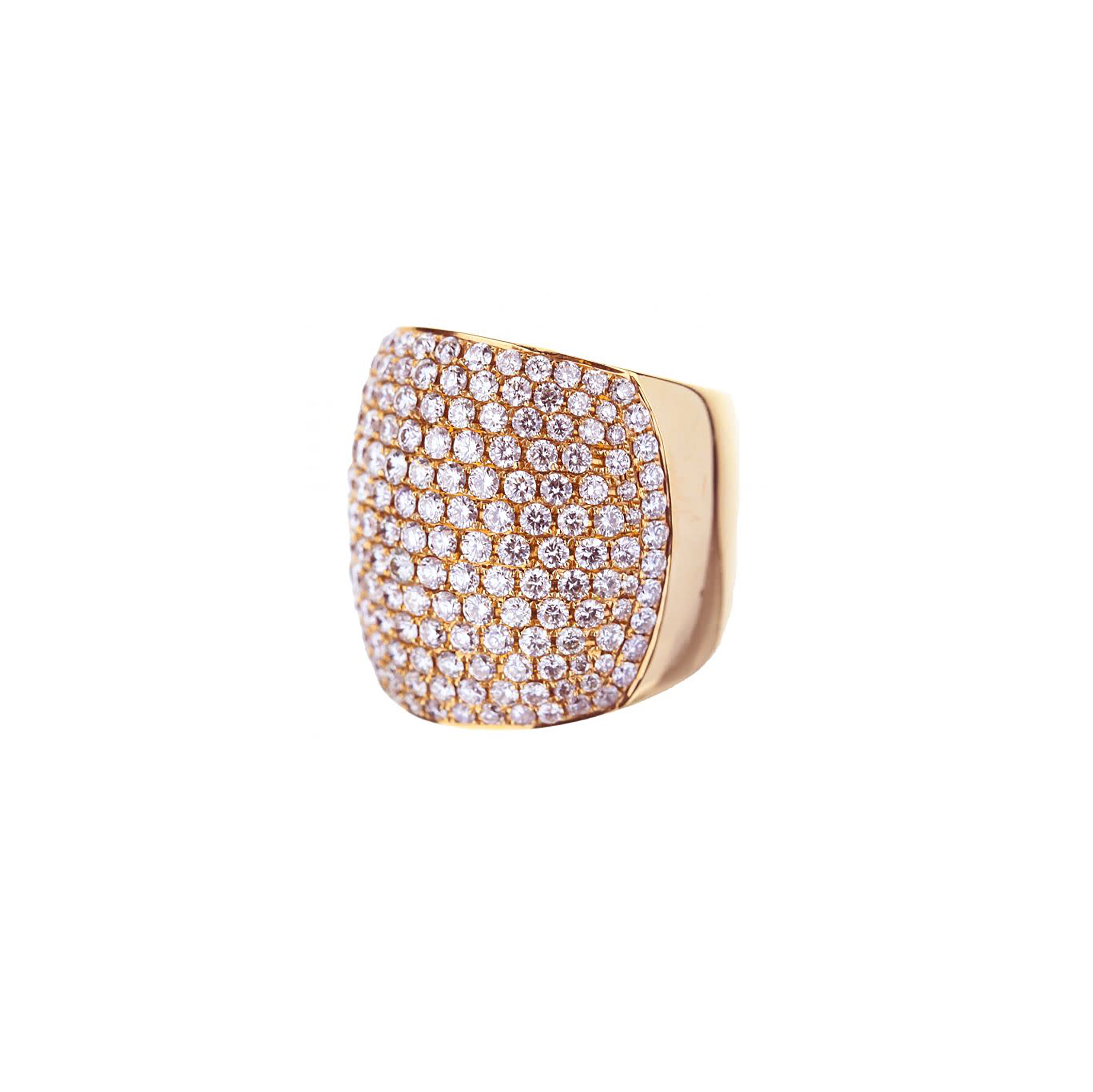 18K Rose Gold Round Diamond Extra-Wide Cluster Ring