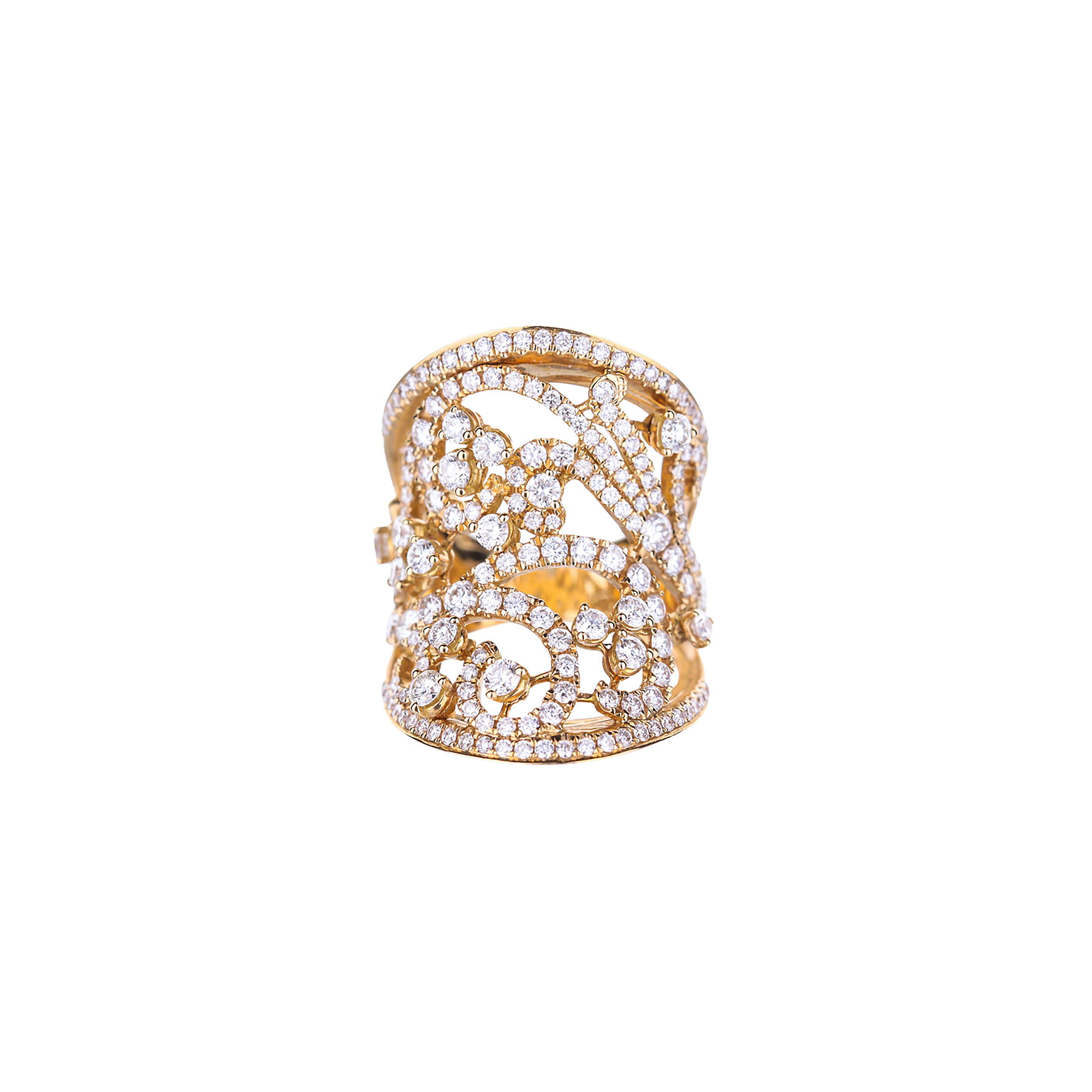 18K Rose Gold Round Diamond Swirl Ring