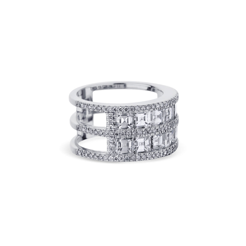 Platinum Two Row Channel Set Blazer Cut Diamond Band
