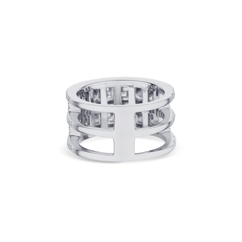 Platinum Two Row Channel Set Blazer Cut Diamond Band
