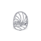 White Gold Oval Spiral Design Diamond Ring