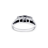 18k White Gold Vintage Three Stone Style Square Topped Ring
