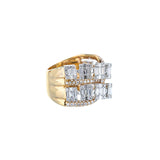 18K Rose Gold Baguette And Round Diamond Crossover Ring