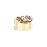 18K Rose Gold Baguette And Round Diamond Crossover Ring