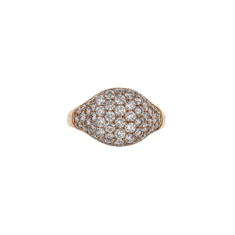 14K Rose Gold Pave Round Diamond Cluster Ring