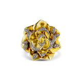 18K Yellow Gold Diamond Flower Ring
