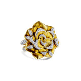 18K Yellow Gold Diamond Flower Ring