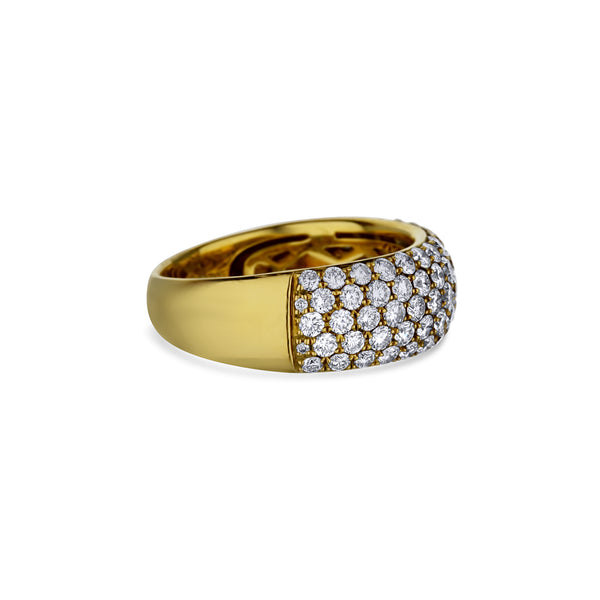 18K Yellow Gold Domed Pave Band