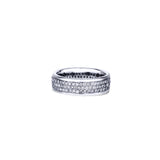 18K White Gold Pave Diamond Eternity Band With Rail Edging