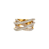 18K Rose Gold Four Row Overlapping Round Diamond Ring