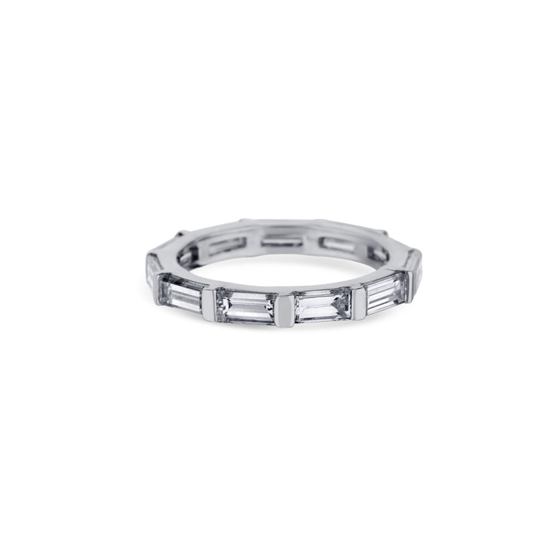 14K White Gold Baguette Diamond Horizontal Set Eternity Band