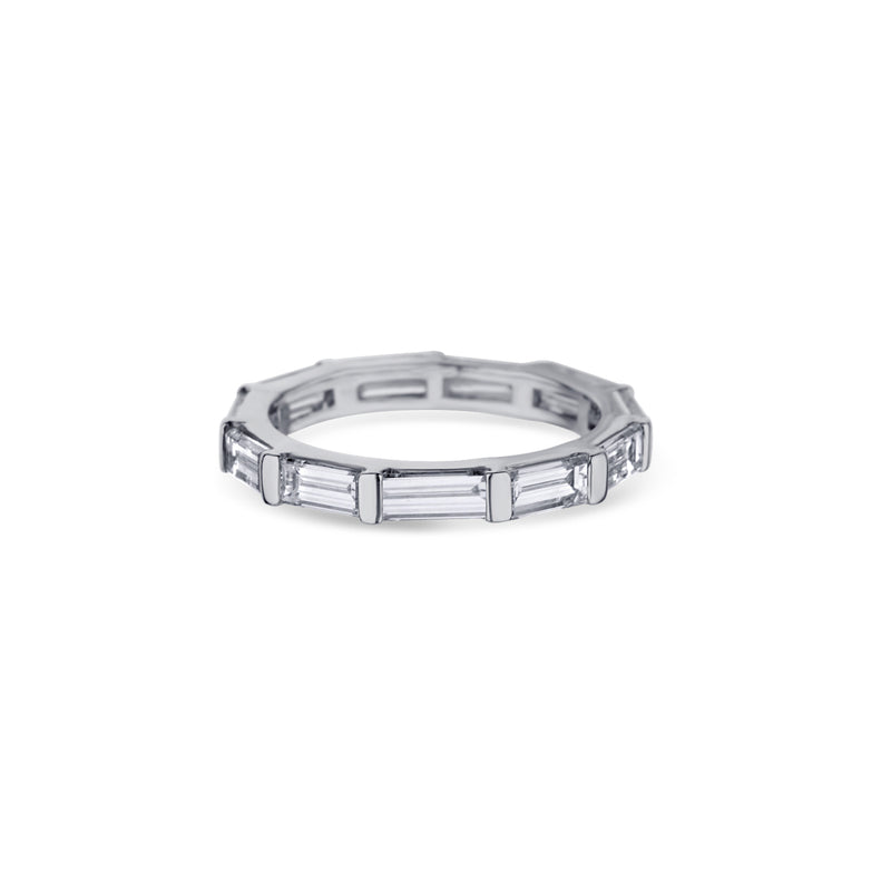 14K White Gold Baguette Diamond Horizontal Set Eternity Band