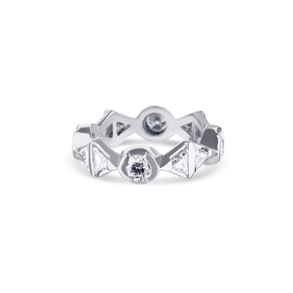 Platinum Eternity Band With Alternating Diamonds