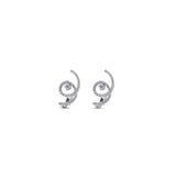 18K White Gold Spiral Diamond Post Earrings