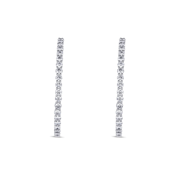 18K White Gold Extra-Large Mutual-Prong Inside-Outside Diamond Hoops