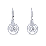 14K White Gold Diamond Setting Double-Halo Earrings