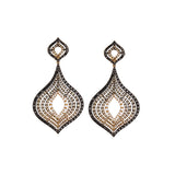 18K Rose Gold Black, Champagne, & White Diamond Flame-Drop Earrings