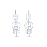 18K White Gold Multi Circle Drop Earrings