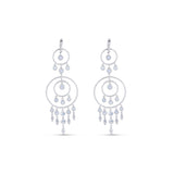 18K White Gold Multi Circle Drop Earrings