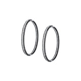 18K White Gold Black And White Diamond Pave Striped Inside-Out Hoops