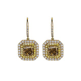 18K Rose & Yellow Gold Fancy Diamond And White Diamond Earrings