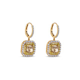 18K Rose & Yellow Gold Fancy Diamond And White Diamond Earrings