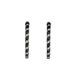 18K White Gold White And Black Pave Diamond Twisted Design Hoop Earrings
