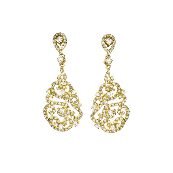 14K Yellow Gold Chandelier Drop Earrings