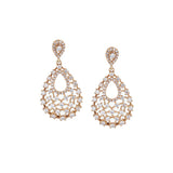 14K Rose Gold Round Diamond Chandelier Drop Earrings