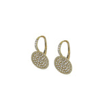 14K Yellow Gold Pave Disk Diamond Cluster Earrings