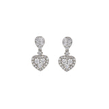 18K White Gold Diamond Heart Cluster Earrings