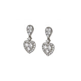 18K White Gold Diamond Heart Cluster Earrings