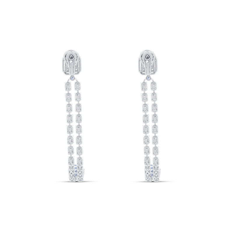 Emerald Cut Shoulder Duster With Round & Baguettes Diamond Earrings