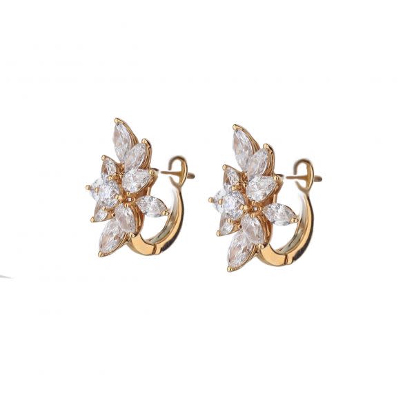 18K Rose Gold Diamond Starburst Stud Earrings