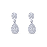 18K White Gold Cluster Drop Pear Shape Diamond Earrings