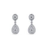 18K White Gold Cluster Drop Pear Shape Diamond Earrings