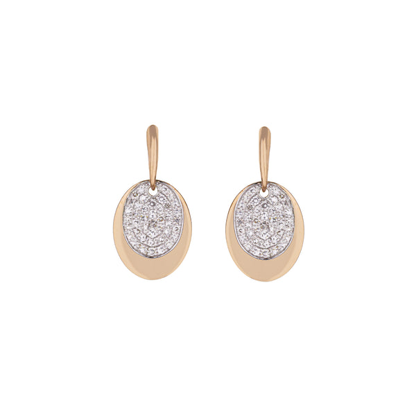 14K Rose Gold Double Drop Pave Diamond Earrings
