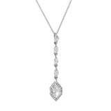 18K White Gold Marquise Diamond Pendant Halo Drop Necklace