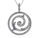 18K White Gold Black Rhodium Swirl Diamond Pendant Necklace
