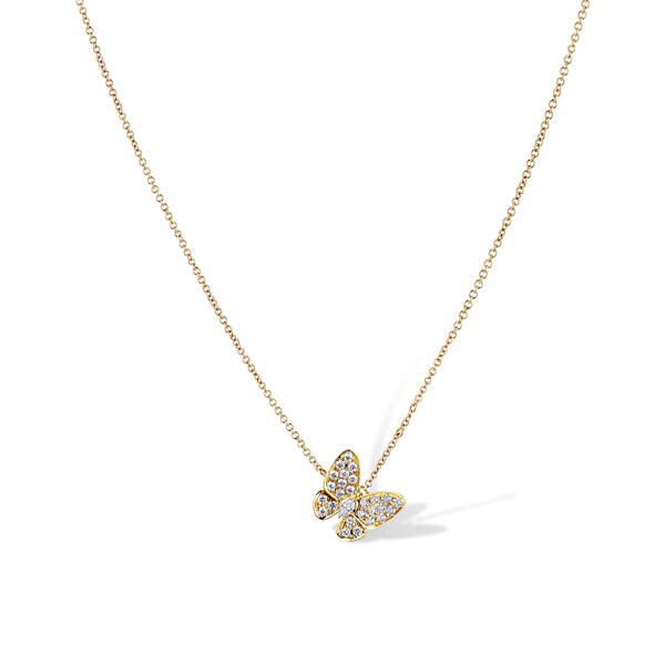 Pave Diamond Butterfly Pendant With Chain