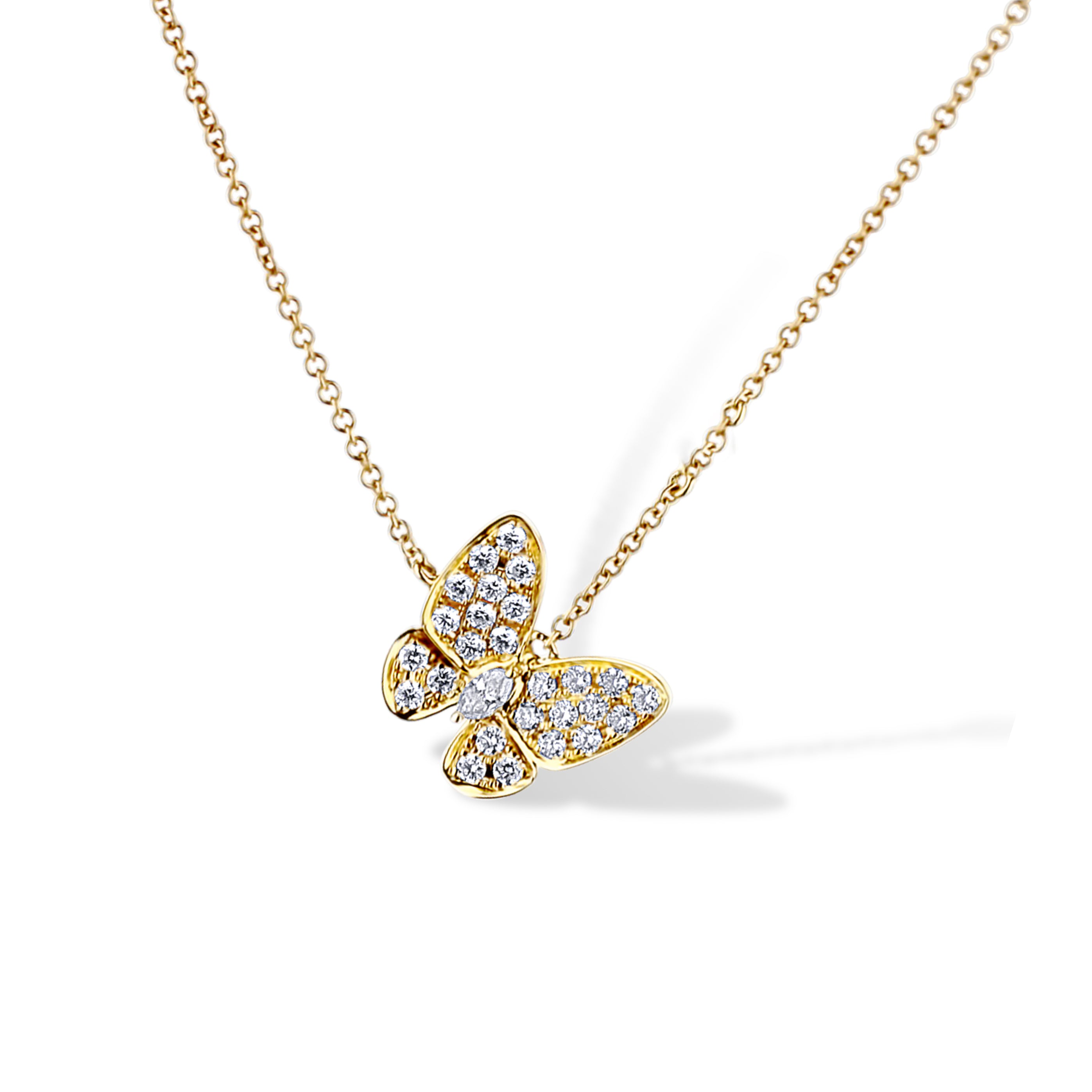 Pave Diamond Butterfly Pendant With Chain