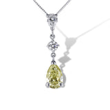 Platinum Yellow Diamond Pear Pendant Necklace