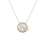14K Rose Gold Diamond "J" Pendant Necklace With Scrolling Detail