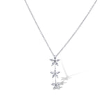 18K White Gold Marquise 3 Section Marquise Diamond Flower Pendant