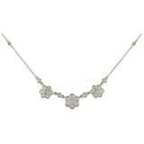 18K White Gold Trio Of Flowers Diamond Necklace